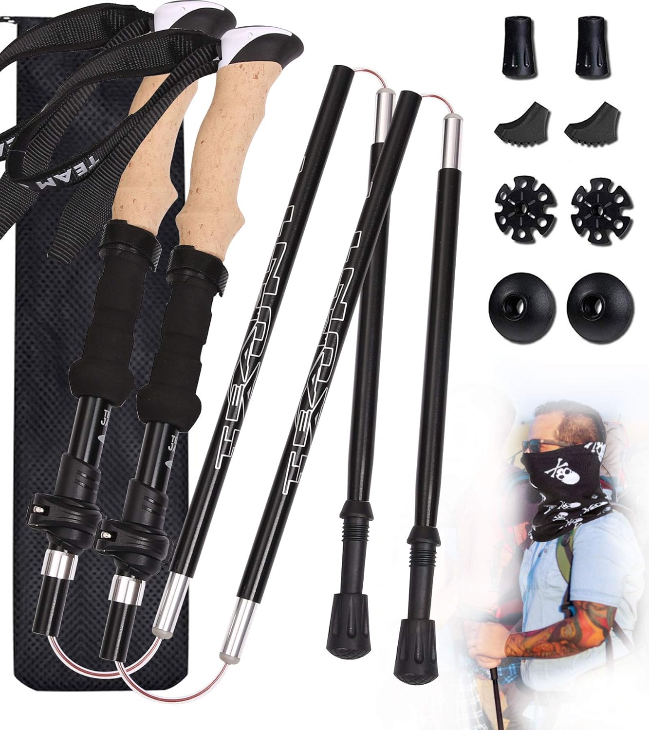 2 Pack Lightweight Aluminum Adjustable Hiking PolesWalking Sticks with