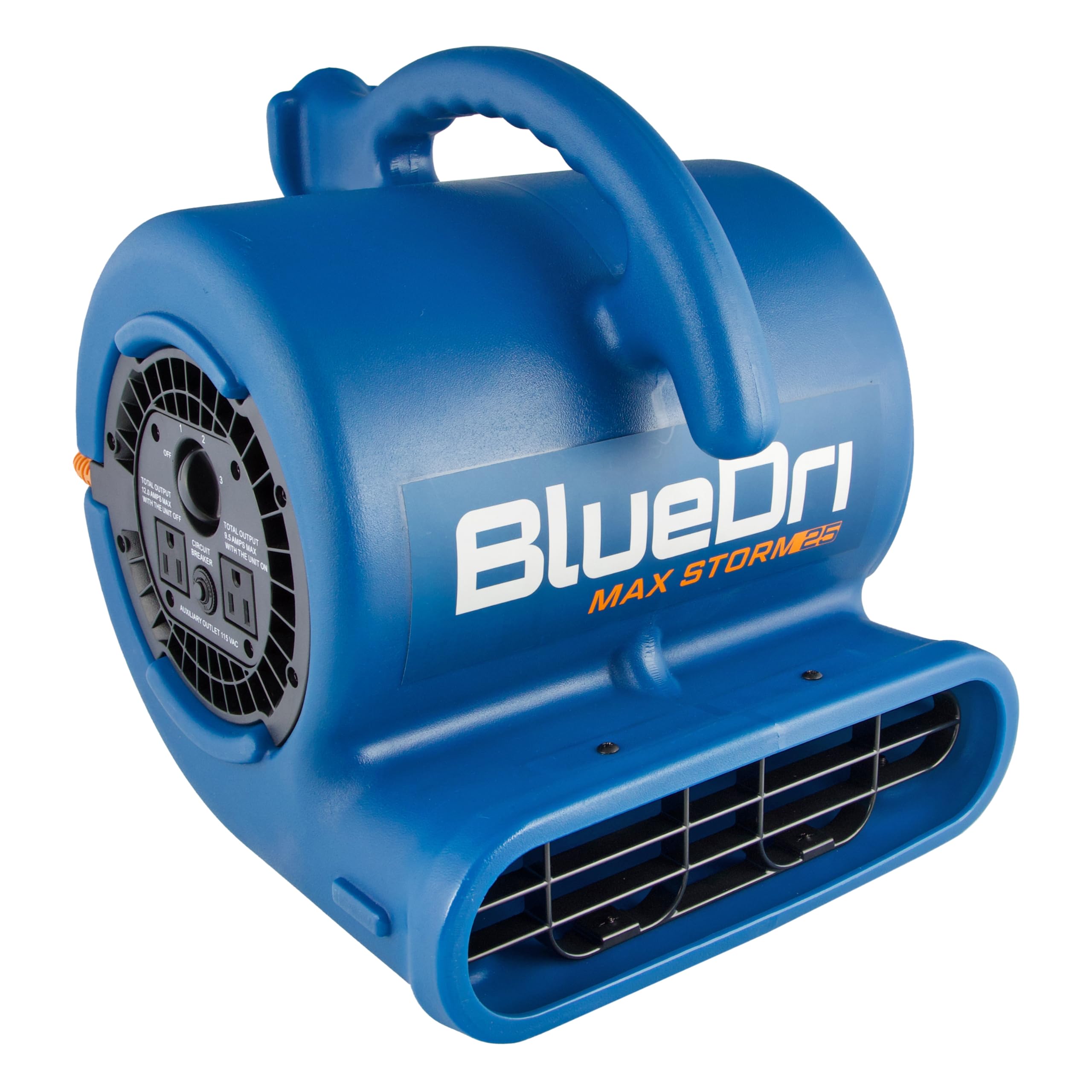 BlueDri Max Storm 25 1/4 HP, 900 CFM Air Mover Blower Fan for Water Damage Restoration Carpet Dryer Floor Home and Plumbing Use, Blue, BD-MS25, Large