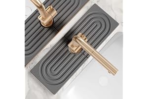 EORMOE Dreatim Faucet Mat for Kitchen Sink - Wider Diatomite Fast Drying Stone Sink Tray, Super Absorbent, Prevents Moisture Buildup - Faucet Splash Guard for Bathroom Counter [Dark Grey, 15x5.3inch]