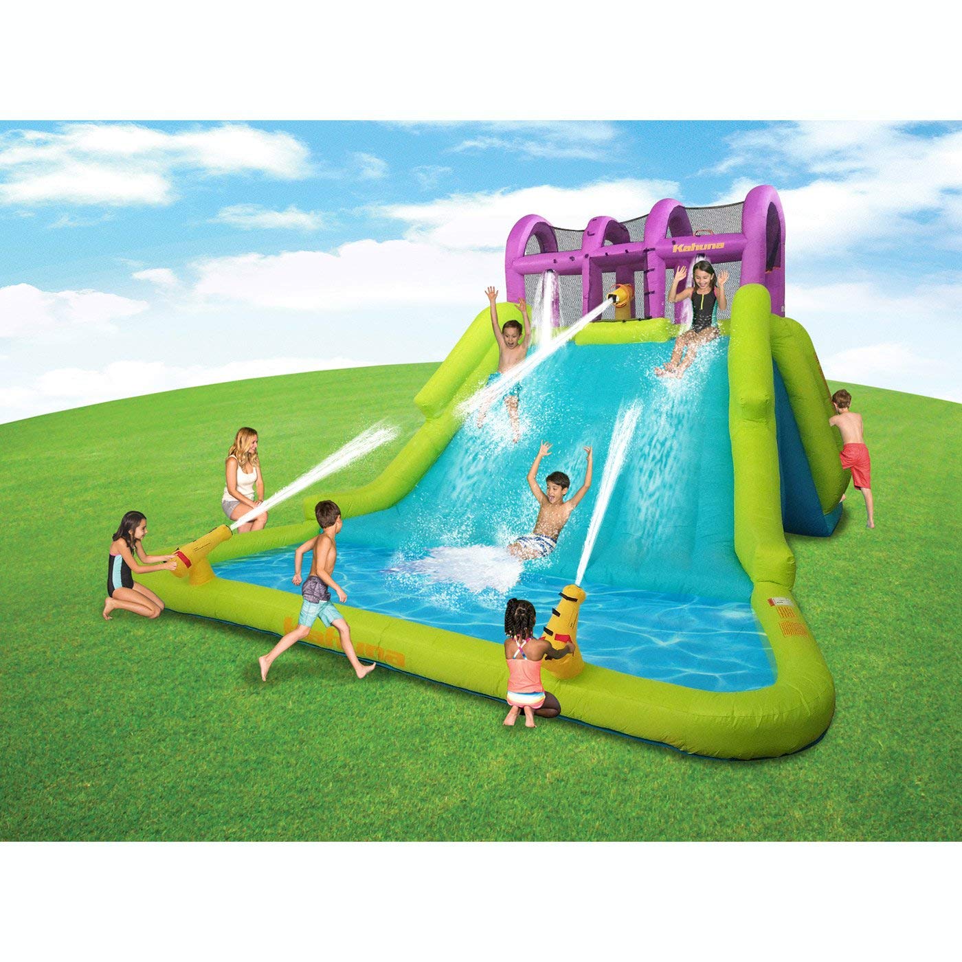 Outdoor Big Inflatable Splash Pool Water Slide Park Blower