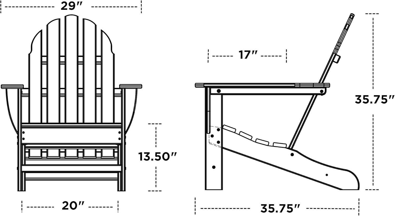 POLYWOOD AD4030WH Classic Outdoor Adirondack Chair, White : Garden & Outdoor