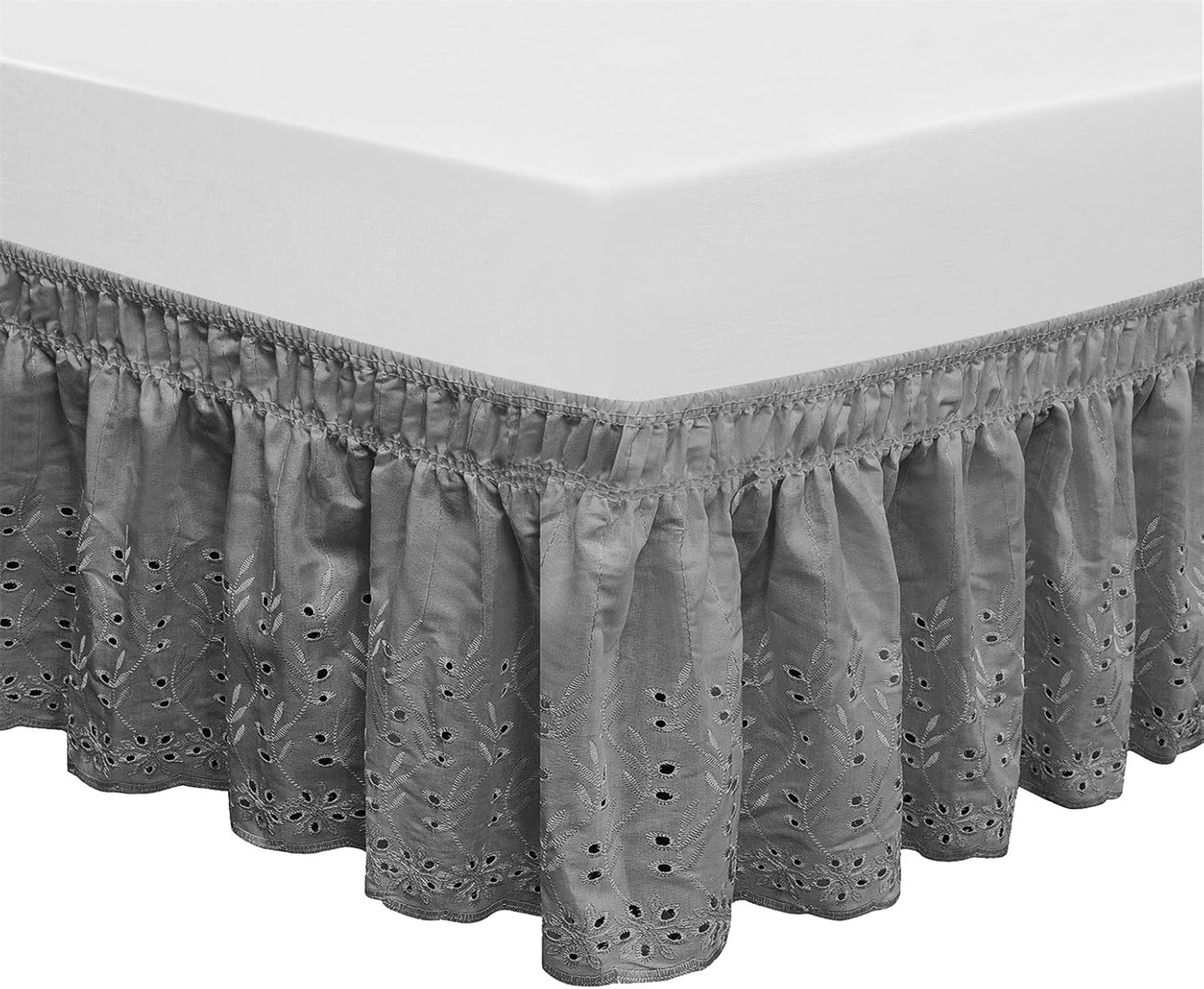 QSY Home Wrap Around Elastic Eyelet Bed Skirts 18 Inches