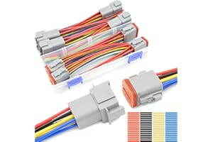 ALFOCI 4 Set 8 Pin DT Connector Waterproof Automotive Electrical Butt Connector 16 AWG Wire Connectors Kit with Waterproof Heat Shrink Tubing for Car Truck Boat, 4 Kits (E- 8Pin Wiring 4Pair)…