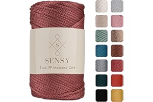 S SENSY Sensy Premium 5mm 104 Yards Polyester Rope 100% Polypropylene Cord Macrame Cord 5mm Crochet Bag Cord Macrame Rope Crochet Thread Gift for Knitter (Dusty Rose)