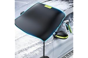 Nmoiss-3-in-1 Windshield Snow Cover for Ice & Snow Frost — 600D Heavy Cover & Ice Scraper Complete Winter Protection with 360° Windproof Design and Multi-Layer Winter Car Kit for Cars, Trucks, SUVs