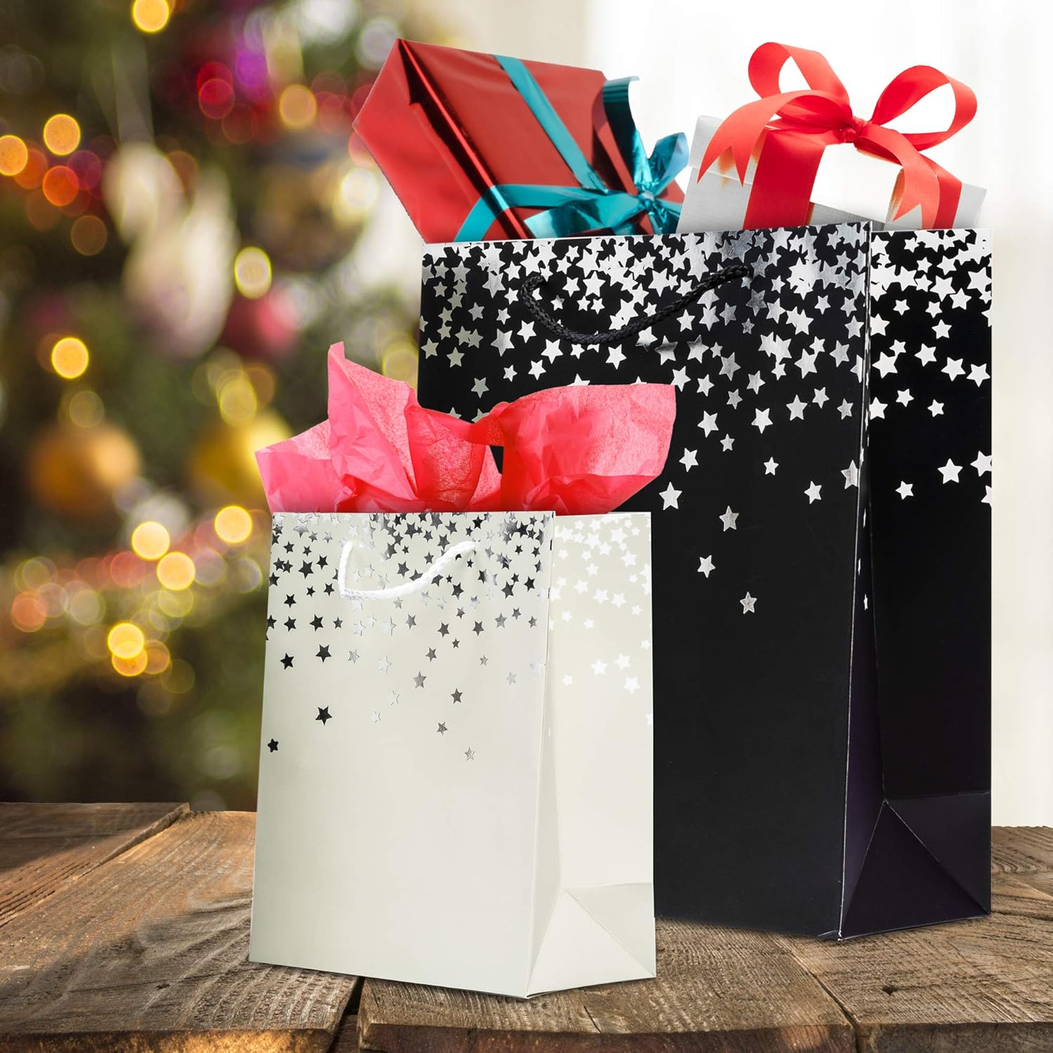 THE TWIDDLERS 16 Colourful Bags with Ribbon Handles for Xmas Birthday Party Present, All Occasions, Assorted Colours, 2 Sizes - Image 3