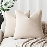 Foindtower Pack of 2 Soft Textured Throw Decorative Pillow Covers Square Accent Solid Cushion Cover Cozy Farmhouse Pillow Case with Zipper for Couch Sofa Bedroom Living Room 20x20 Inch, Light Beige
