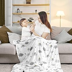 TILLYOU Micro Fleece Plush Soft Toddler Blanket for