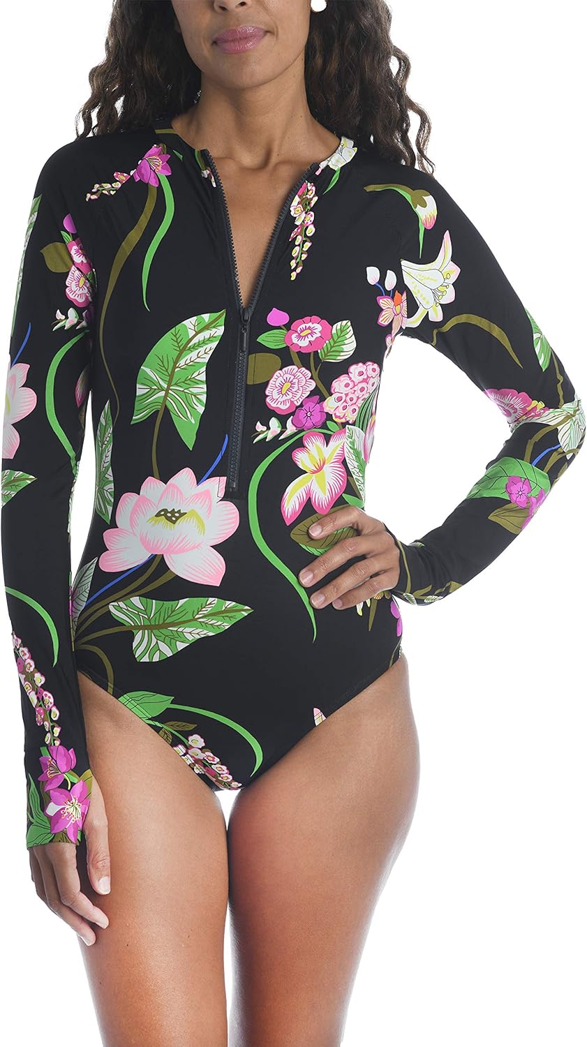 long sleeve zip front swimsuit