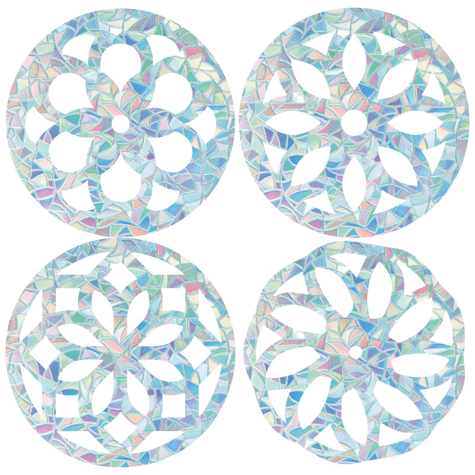 GORGECRAFT 16Pcs Mandala Window Clings 4 Styles Flower Of Life Window Clings Large Rainbow Window Clings 3D Decorative Window Film Music Notes Anti-Collision Window Stickers for Dining Room Bedroom