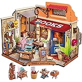 Rolife DIY Miniature House Kit 1:20 Scale Bookstore, Build Mini House Building Kit with LED Lights Craft Kits for Aduls Gifts for Him Her