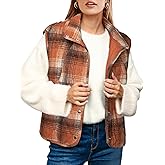 Glamaker Womens Plaid Puffer Vest Quilted Sleeveless Stand Collar Button Down Lightweight Winter Outerwear 2025