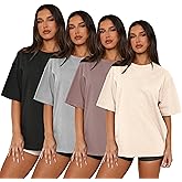 MAPICK 4 Pack Oversized Tshirts for Women Crew Neck Loose Fit Summer Baggy Tee Tops Short Sleeve Workout Shirt Clothes