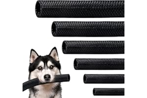 SKNONO Split Braided Sleeve Cable Management Wire Loom Cord Covers for High-Temperature Automotive Harness and Home Cable Management Cat Proof Cord Covers, 12ft - 1/2 inch Self-Wrapping Tubing Cord Protector