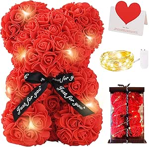 Zodight Oso de Rosas, Oso de Peluche Rojo con Caja Regalo ...