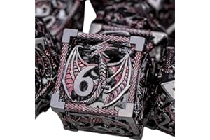 ARUOHHA Hollow DND Metal Dice Set Dungeons and Dragons Black Red D and D Dice, D+D RPG D&D Dice Role Playing Games Polyhedral Dice with Gift Box D20 D12 D10 D8 D6 D4