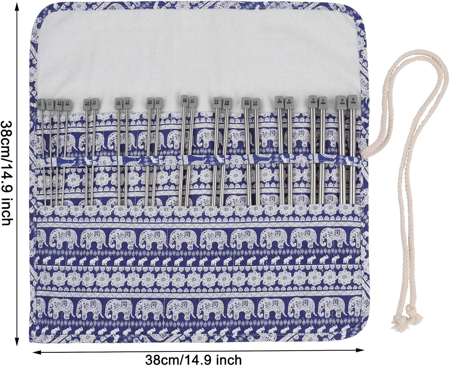 Coopay Knitting Needle Wrap, Knitting Needle Roll for Straight Short Double Pointed Needles or Tunisian Crochet Hook Storage - Image 3