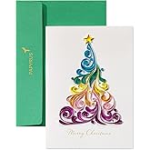 Papyrus Rainbow Quilled Christmas Tree Card, Perfect for Anyone (Joy and Peace)