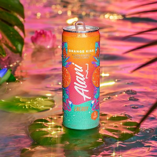 ALANI NU ORANGE KISS, SUGAR FREE, LOW CALORIE ENERGY DRINKS, 200MG CAFFEINE, BIOTIN, B VITAMINS, ZERO SUGAR, 10 CALORIES, 12 FL OZ CANS, 12 PACK