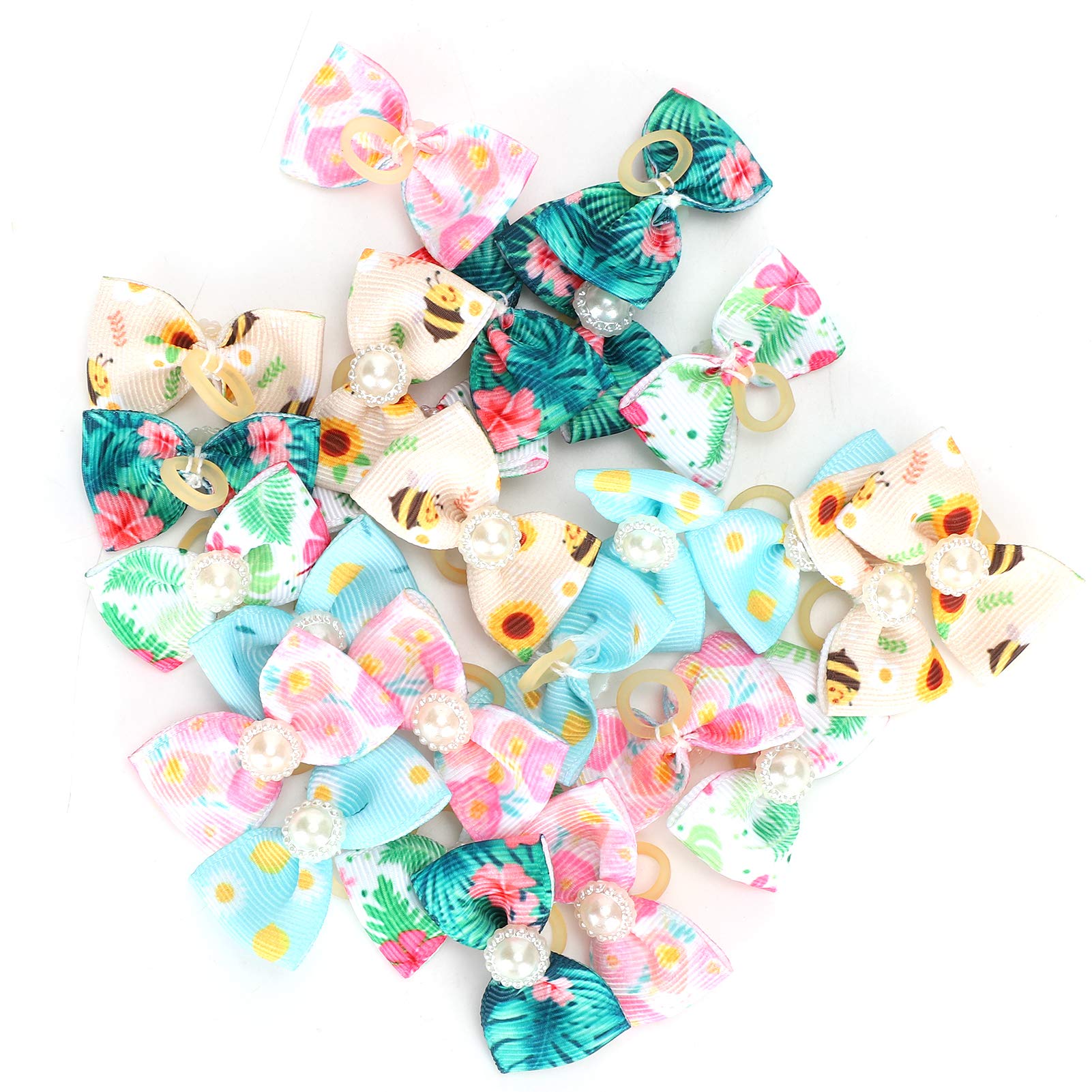 Akozon 25pcs Pet Hair Bows Mixed Styles Pet Cat Puppy Small Dog Grooming Accessories 25pcs Pet Hair