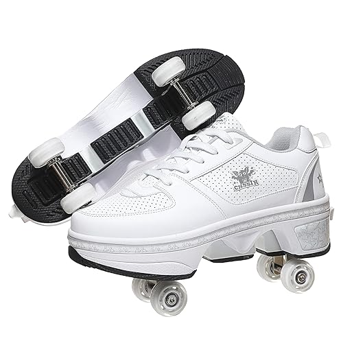 PLMOKN Roller Skates for WomenMen, Kick Roller Shoes with Wheels