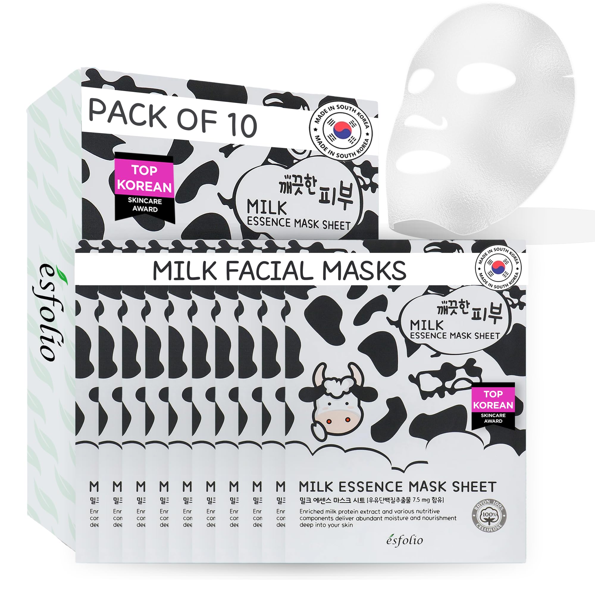 Esfolio Pure Skin Milk Essence Sheet Masks (10 Masks)