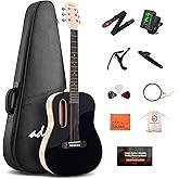 ADM Acoustic Guitar Kits for Beginners Adults - 38" Steel-String Guitars Bundle with Online Lesson Wooden Bowl Guitarra Start
