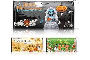 Resholder 3 Pcs Seasonal Magnetic Mailbox Covers 18x21inch Mail Box Cover Standard Size Post Box Decor for Halloween Thanksgiving Christmas Mailbox Garden Yard Outdoor Decor(Classic)