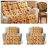 Fanfanwin 2 Pcs Large Thanksgiving Fall Blankets Pumpkins Orange Maple Leaf Soft Warm Plush Throw Fleece Cozy Lightweight Flannel Blankets for Living Room Couch Bed Chair Dorm Outdoor, 60"x80"