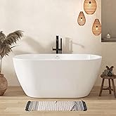 FerdY Bali 55" Freestanding Bathtub, Glossy White Freestanding soaking tub with Brushed Nickel Drain & Integrated Slotted Overflow, cUPC Certified