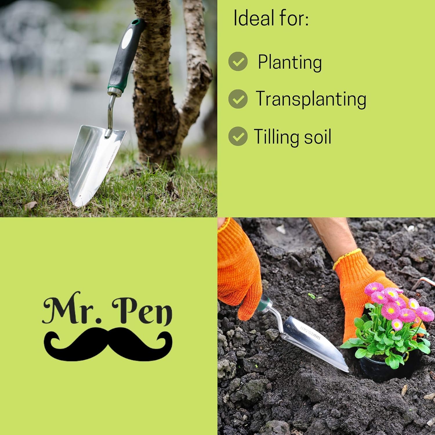 Mr. Pen- Trowel, Garden Trowel, Stainless Steel, Small Shovel, Heavy Duty, Rust Resistant, Garden Shovel, Hand Shovel, Garden Spade, Gardening Shovel, Trowel Garden Tool, Hand Trowel, Potting Shovel : Garden & Outdoor