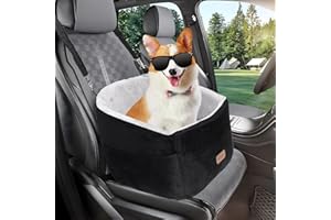 Nobleza Dog Car Seat, Warm Elavated Dog Booster Sofa Seat Non-Slip Travel Bed for Car Truck SUV with Adjustable Safety Buckle Storage Pockets, Washable Detachable Elevated for Small Medium Pet Outing