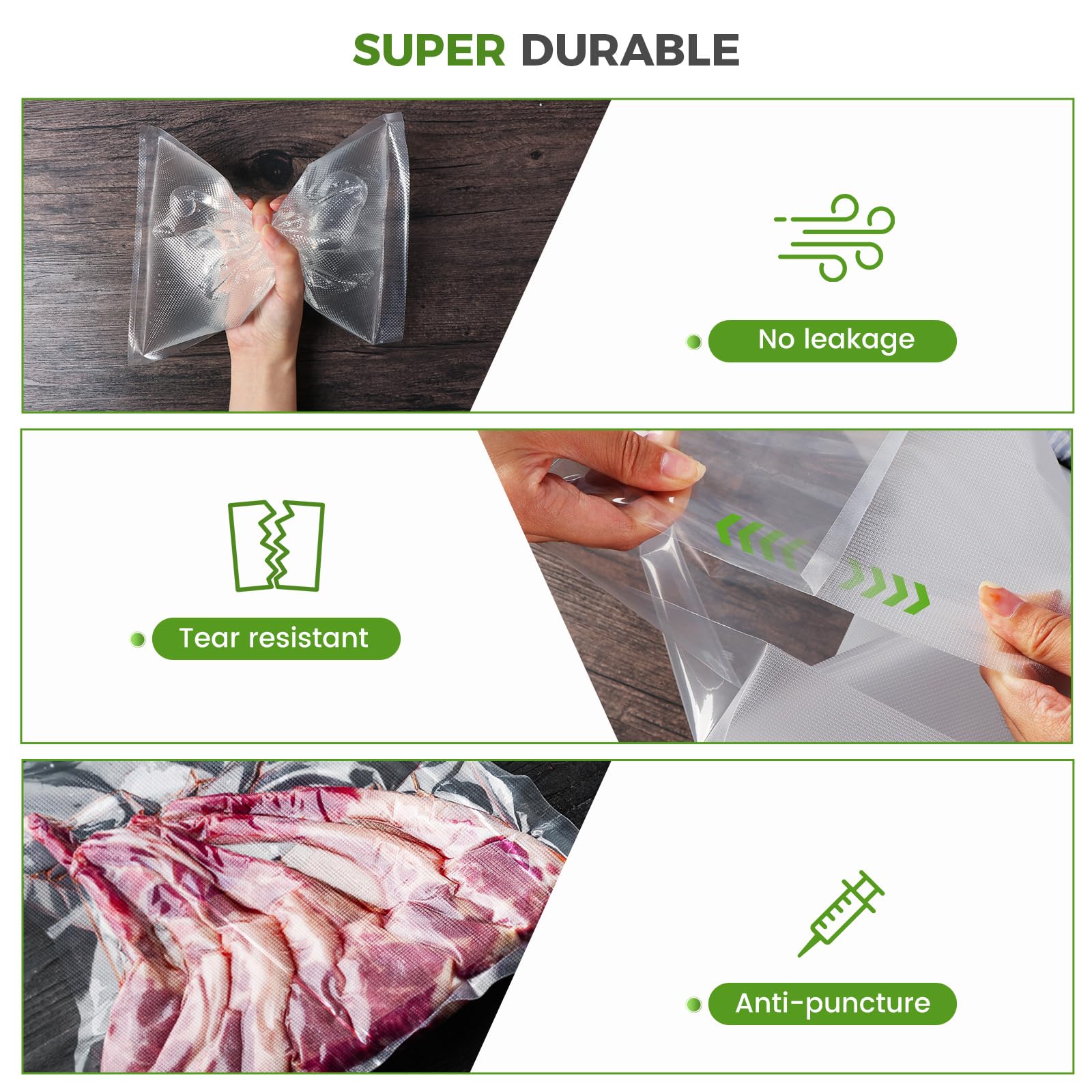 Diboniur Vakuumierbeutel 3 Rollen Vakuumierfolie, Vakuumbeutel Lebensmittel 28/25/20x300cm, Sous Vide Beutel, Einschweißfolie für alle Vakuumierer 5