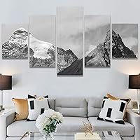 SIGNWIN 5 Panel Canvas Wall Art Monochromatic Mountains for Home Decorations Ready to Hang - 60
