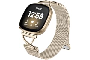JKD X-Shape Metal Band Compatible with Fitbit Versa 4/Sense 2/Versa 3/Sense Bands Women Men, Stainless Steel Soft Mesh Loop Strap Replacement for Fitbit Sense 2/Versa 3/Sense/Versa 4 Smartwatch