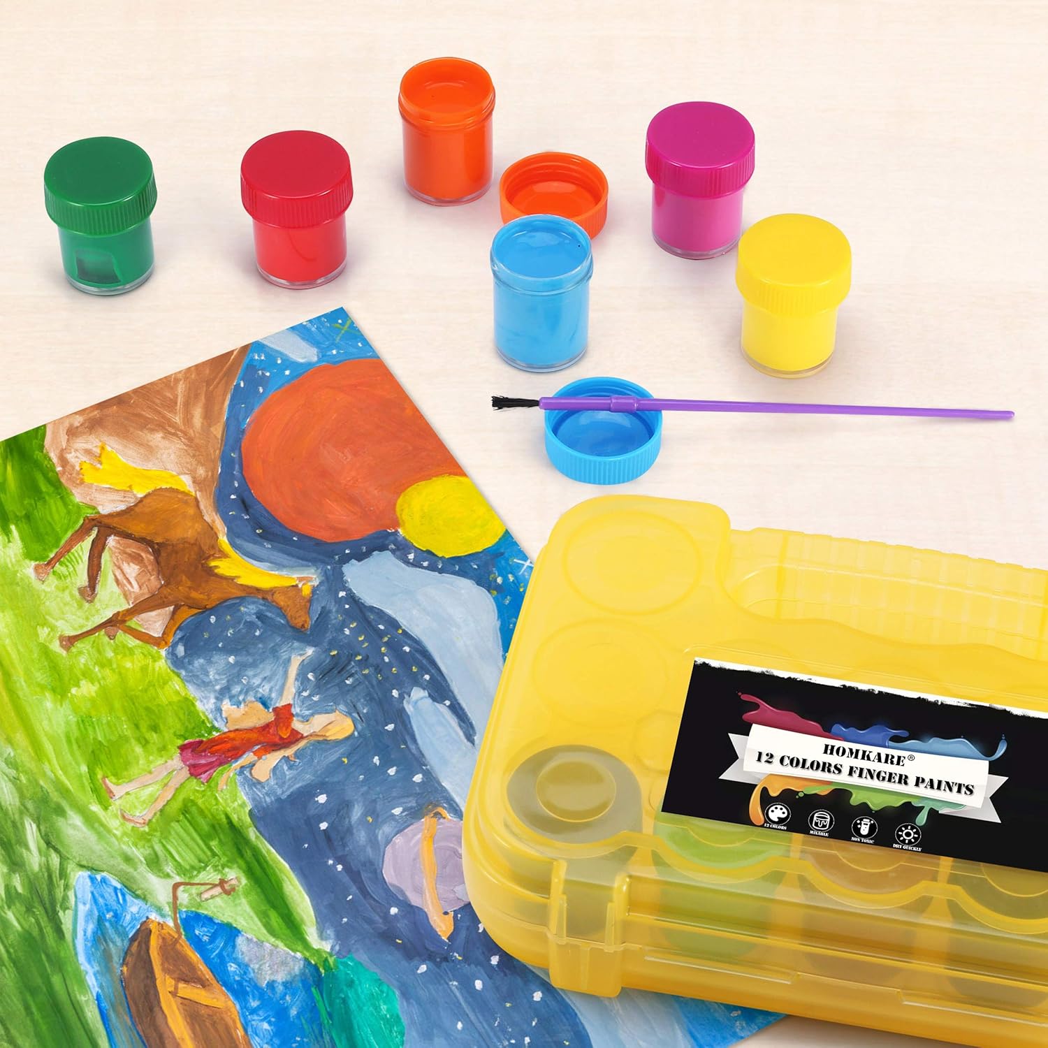 Finger Paint 12 Colors Washable Finger Paint Non-Toxic Kids Finger Paint for Kids & Toddlers Age 3+: Home Improvement