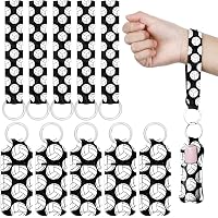 Sureio Volleyball-Schlüsselanhänger-Set – 20 Stück, Mit Chapstick-Halter & Handgelenkband, Neopren, Schwarz/weiß