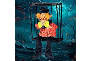 OKKIDY Screaming Animated Halloween Decorations, Scary Halloween Decorations Prop, Halloween Animated Hanging Ghosts Decorations with Motion Sensor & Light Up Eyes for Indoor Outdoor Haunted House Decor