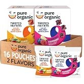 Pure Organic Twisted Fruit Bites, Kids Snacks, Fruit Snacks, 2-Flavor Variety Pack (2 Boxes, 16 Pouches)