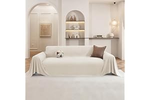 CYCMACO Pet Couch Cover for Dogs, 78"x102", Sofa Covers Washable Geometry, Loveseat Cover for 2 Cushion Sofa, Couch Covers for Sectional L-Shape, Non Slip Dog Furniture Protector, Off White