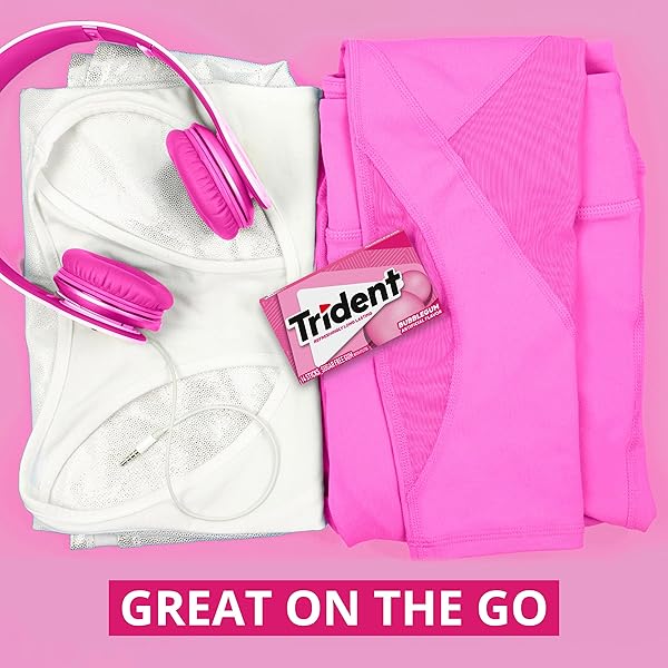 TRIDENT BUBBLEGUM SUGAR FREE GUM, TRAVEL ACCESSORIES, 12 PACKS OF 14 PIECES (168 TOTAL PIECES)