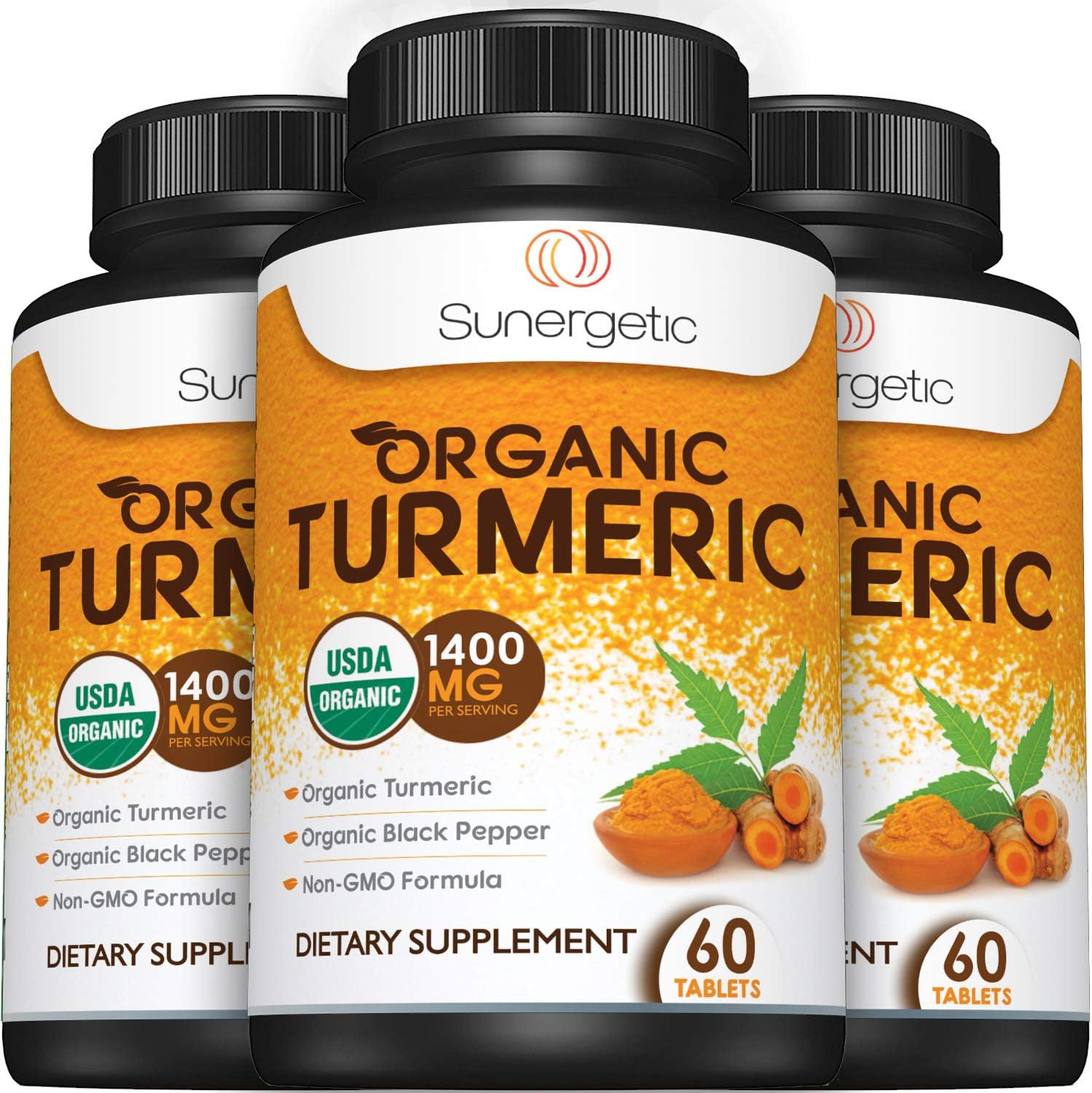 USDA Certified Organic Turmeric Supplement – Includes Organic Turmeric & Organic Black Pepper – 1,400mg of Turmeric per Serving – 60 Turmeric Tablets: Health & Personal Care