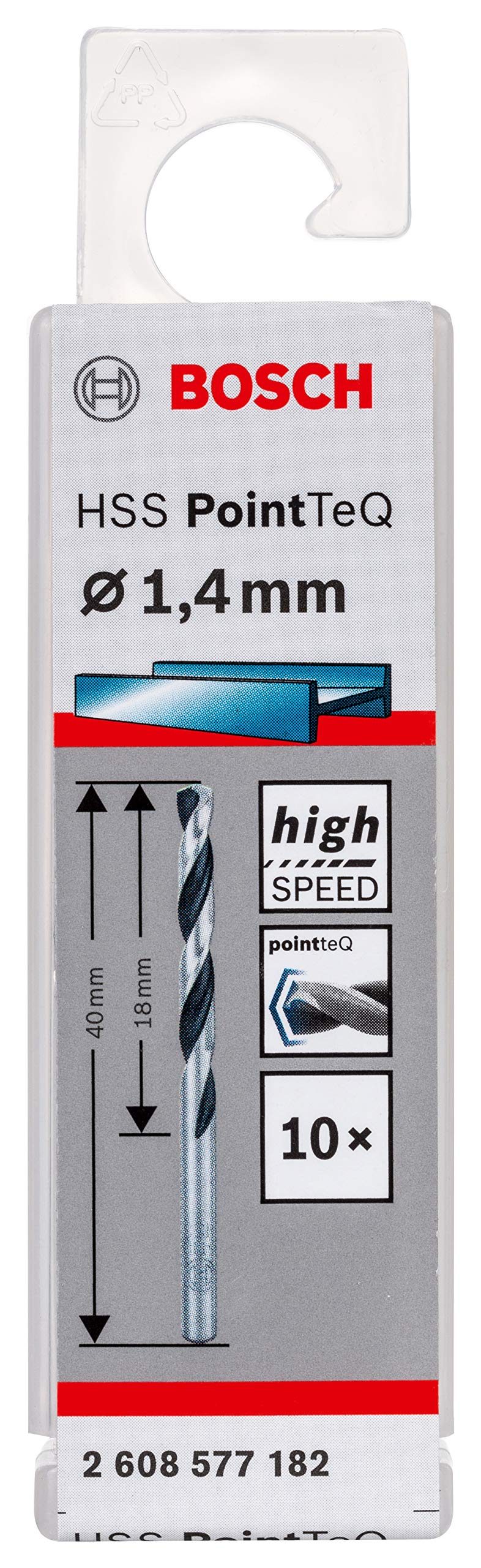 Bosch Professional 10-piece PointTeQ HSS Twist Drill Bit (for Metal, 1.4 x 18 x 40 mm, Drill Driver Accessories)