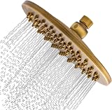 Aopoy 8 Inch Antique Brass Rainfall Shower Head with Filter Vintage Swivel G1/2 view 1