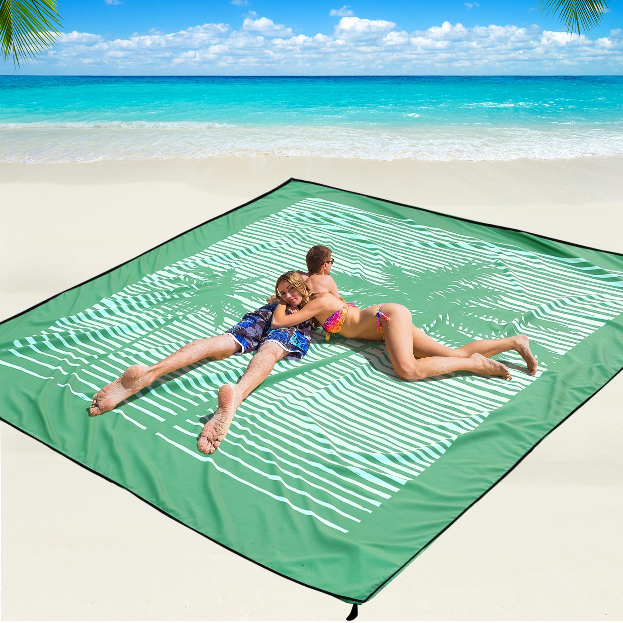 WIWIGO Beach Blanket Mat Waterproof Sandproof for 2-8 Adults Quick Drying
