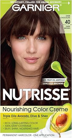 Garnier Nutrisse Nourishing Hair Color Creme 40 Dark Brown Dark Chocolate Packaging May Vary
