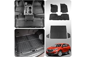 Thinzyou Floor Mats Compatible with 2018-2024 Chevrolet Equinox Cargo Mat GMC Terrain Trunk Mat TPE All Weather Cargo Liner 2023 Chevy Equinox Accessories (Trunk Mats+Floor Mats)
