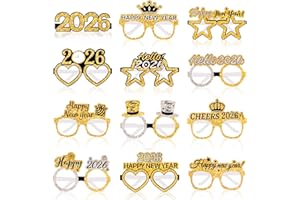Konsait 2026 New Years Glasses - 12 Packs New Year Eve Glasses Gold and Silver, Happy New Year Party Decorations & Accessories