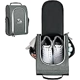 Golkcurx Golf Shoe Bag for Travel Zippered Sport Shoe Carrier Bags with Side Accessory Pockets for Socks, Tees, Golf Balls（Grey）
