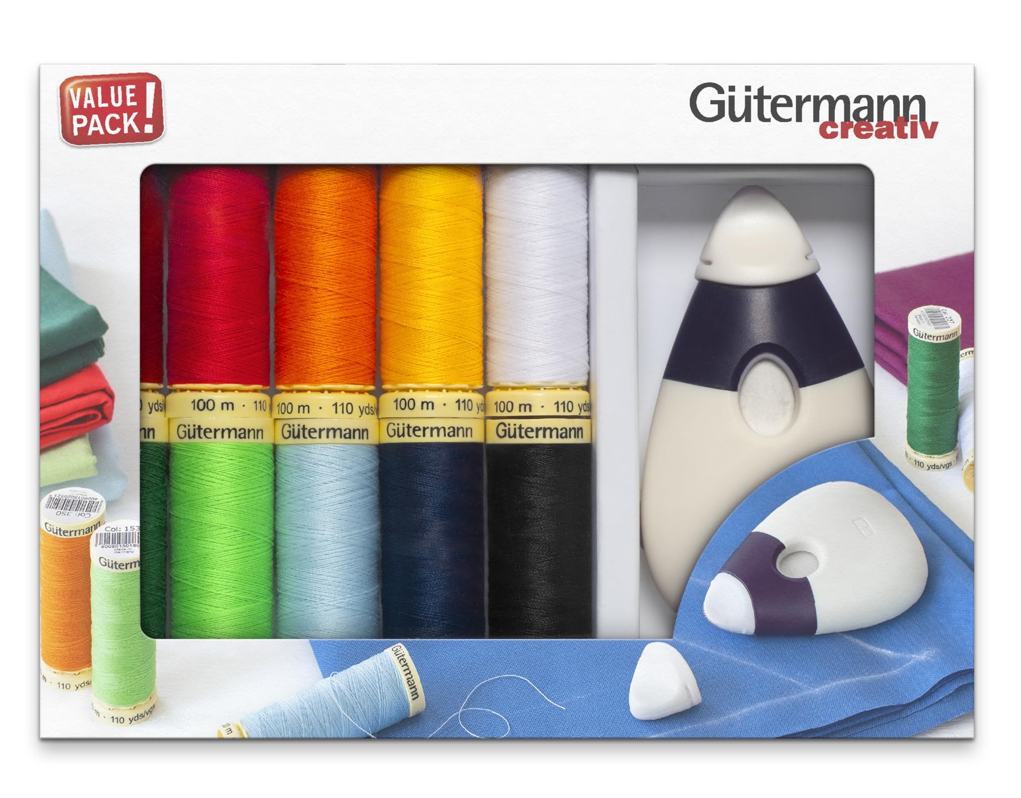 Gütermann - Gütermann (100m) Sew-All Thread Set with Chalk Wheel - 1 Set